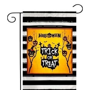 Halloween Trick or Treat Spooky Pumpkins Beetlejuice Garden Flag‎ 12”x18”